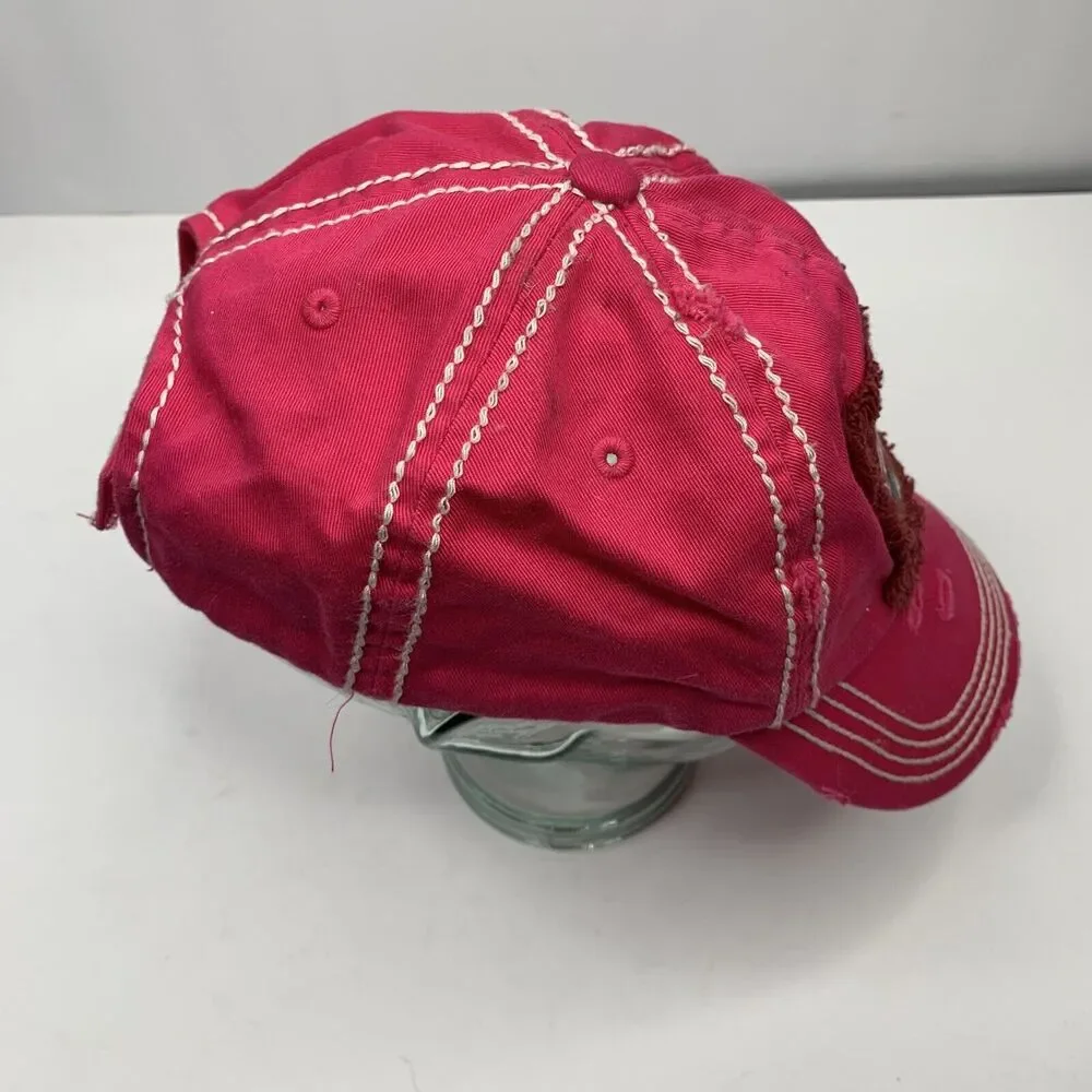 Distressed Live Laugh Love Strapback Hat Baseball Cap Hot Pink Adjustable Womens